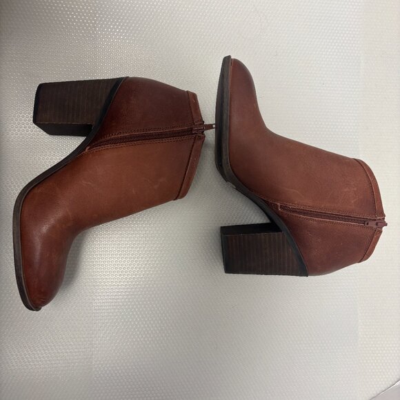 NWOT: Lucky Brand Heeled Brown Leather Booties Boots Women's Size 11 - 2128 - Picture 8 of 10